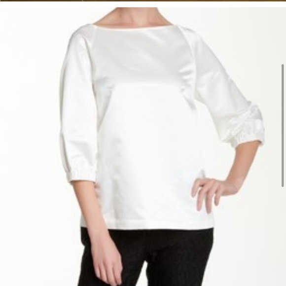 Kate Spade White Silk Quarter Sleeve Blouse - Picture 2 of 3